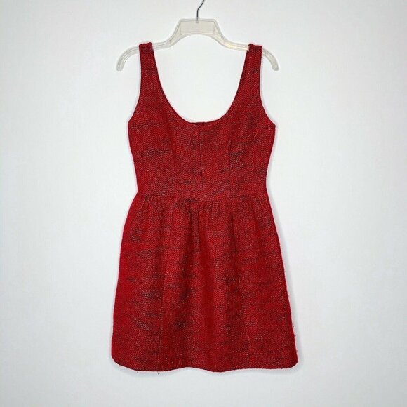 Unbranded Dress Women Red TWEED Scoopneck back Emp - Picture 3 of 3